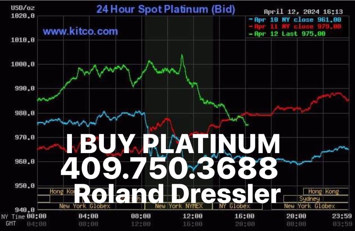 Need Cash? I Buy Platinum 409.750.3688 Roland Dressler #Platinum #CashforPlatinum #WeBuyPlatinum #PlatinumBuyer #RolandDressler #COINSHOP #EstateSaleServices #ExploreTexasCity #ShopTexasCity #AntiquesTexasCity #Bullion #Coins #Jewelry #EstateJewelry #EstateJewelryBuyer #Gold