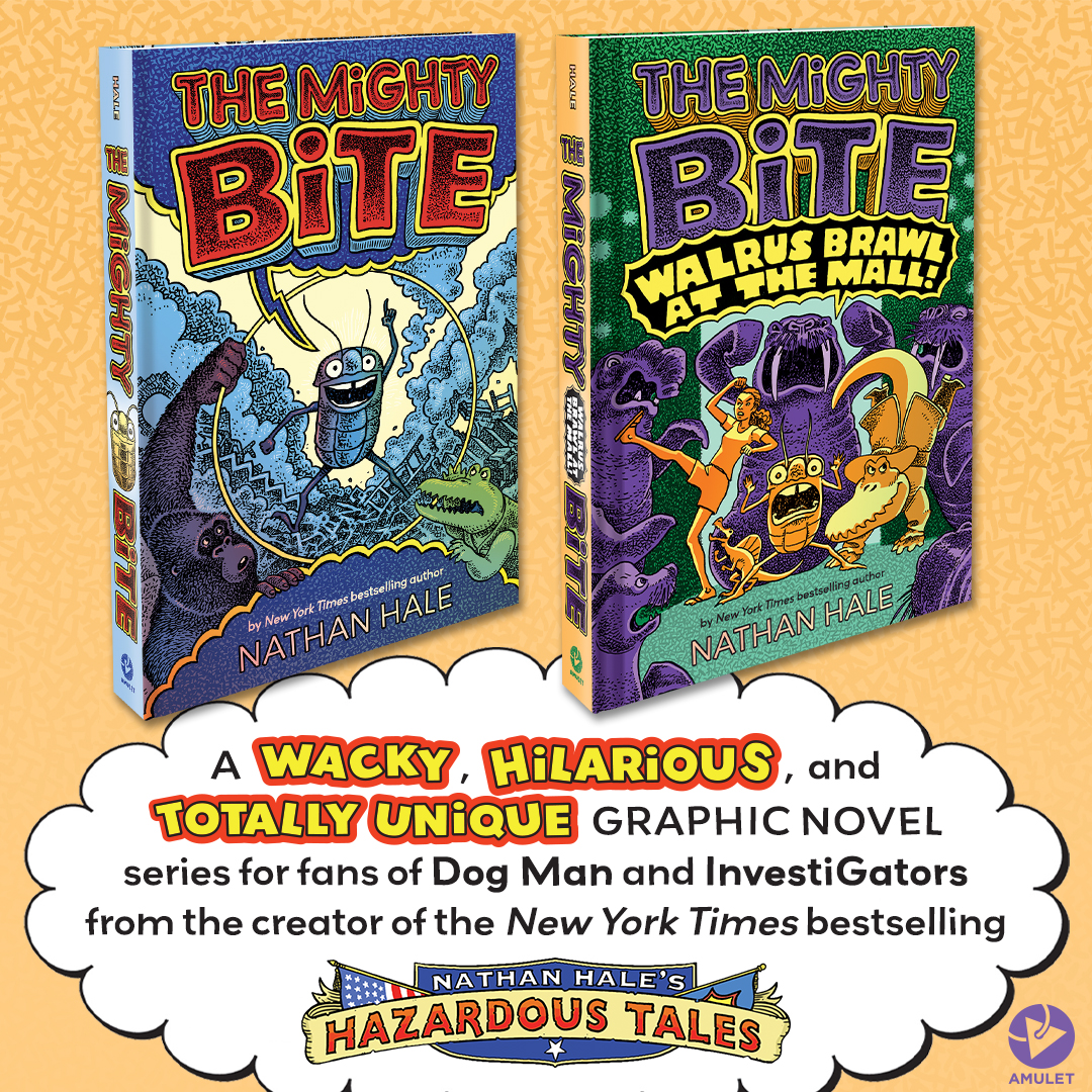 abramskids's tweet photo. The hunt for fame and fortune continues!
The next book in bestselling cartoonist @mrnathanhale's hilarious Mighty Bite graphic novel series hits shelves on June 11th. Don't wait, preorder your copy today! #TheMightyBite #WalrusBrawlAtTheMall https://t.co/ebhM2ig9bm https://t.co/F0kYAq7919
