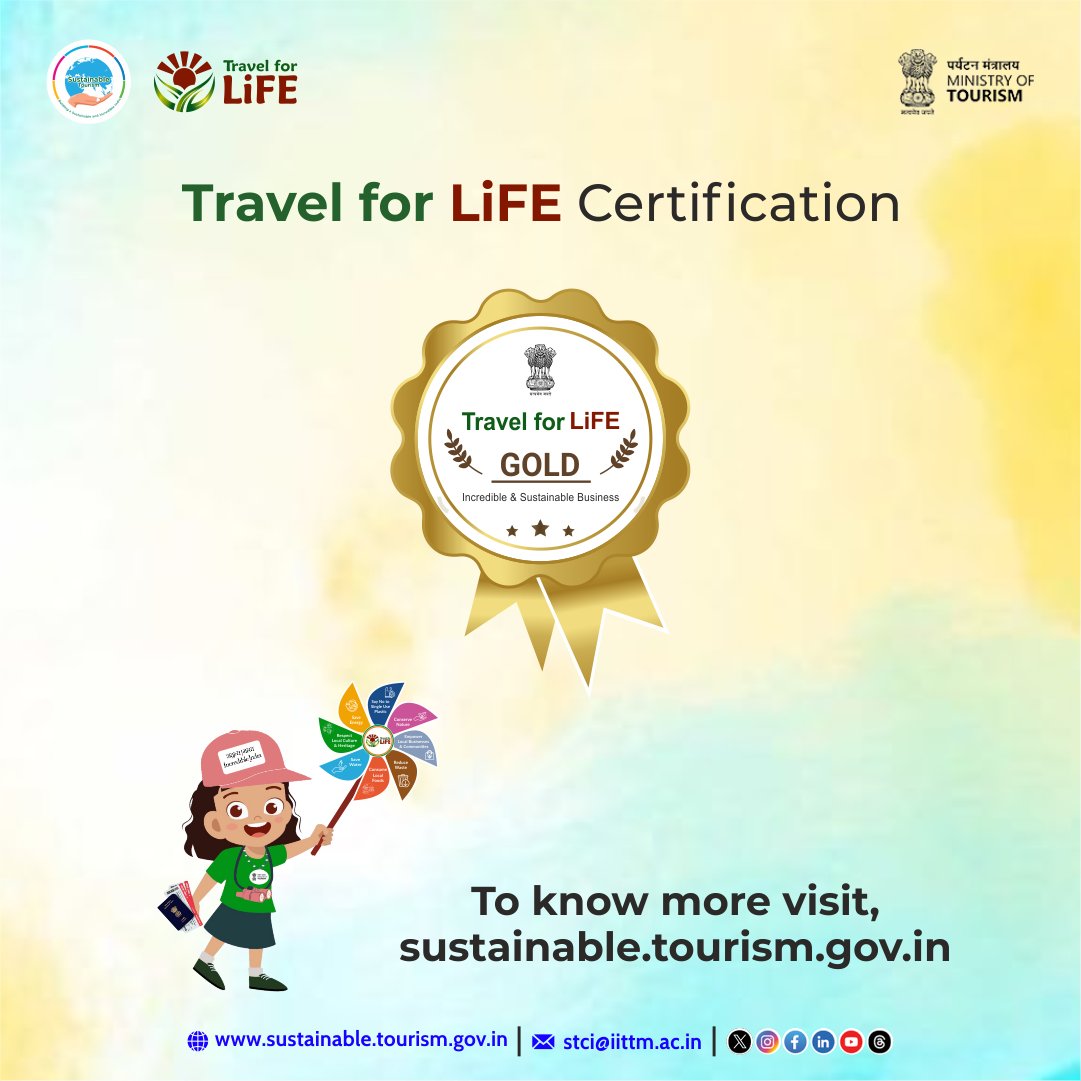 The Travel for LiFE Gold Certification, under the @tourismgoi, aims to identify, assess and reward tourism businesses and other entities that meet advanced sustainability criteria and parameters. (1/2)