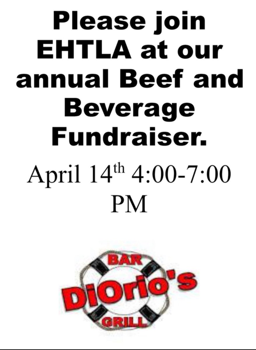 EHTLA's tweet image. Annual beef &amp;amp; beverage. Today from 4-7 at DiOrio’s in Somers Point. Great prizes and a fun time! Tickets can be purchased at the door, $30.