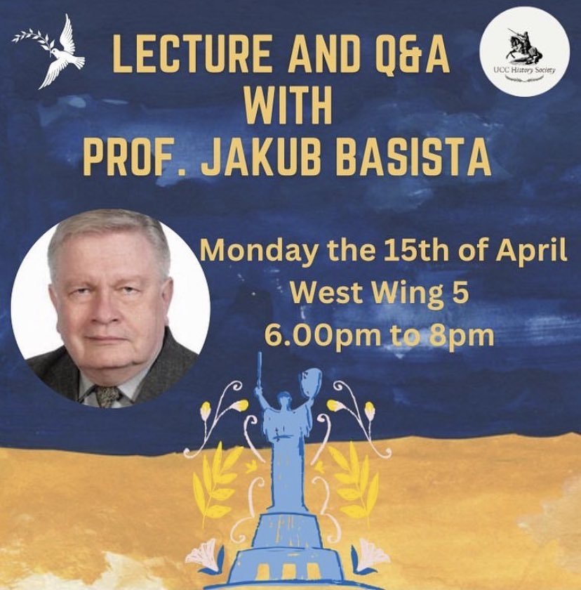 On behalf of the UCC History Society and the UCC Department of History (@UCCHistory), we would like to invite you to Dr Jakub Basista’s lecture on ‘The History of Polish-Ukrainian Relations’! 🗓️: Monday the 15th 🕰️: 6.00pm - 8.00pm 📍: West Wing 5, UCC We hope to see you there!