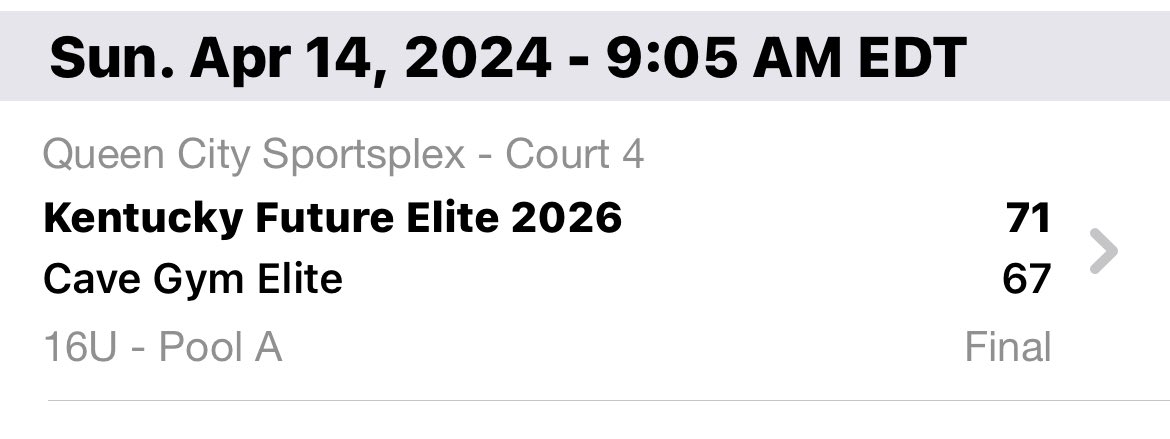 @KFuture2026 finished pool play with a 71-67 over a good Cave Gym Elite team. 1 seed in their pool. 

@PHCircuit @KY_PrepReport @PrepHoopsKY @KFuture2026 @ChrisevansCoach @NextUpRecruits @the_camp_one @HankampScott @BRamseyKSR @365_Recruits @ExpoRecruits 

#thefutureisnow