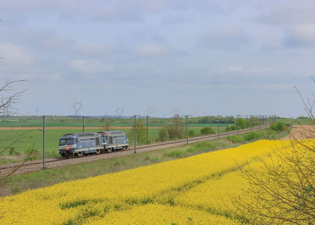 Les 67200 du Landy de retour de Fresnoy le Huat ce dimanche sur la LGV Nord aux environs du Plessis Belleville (60) @SNCFReseau