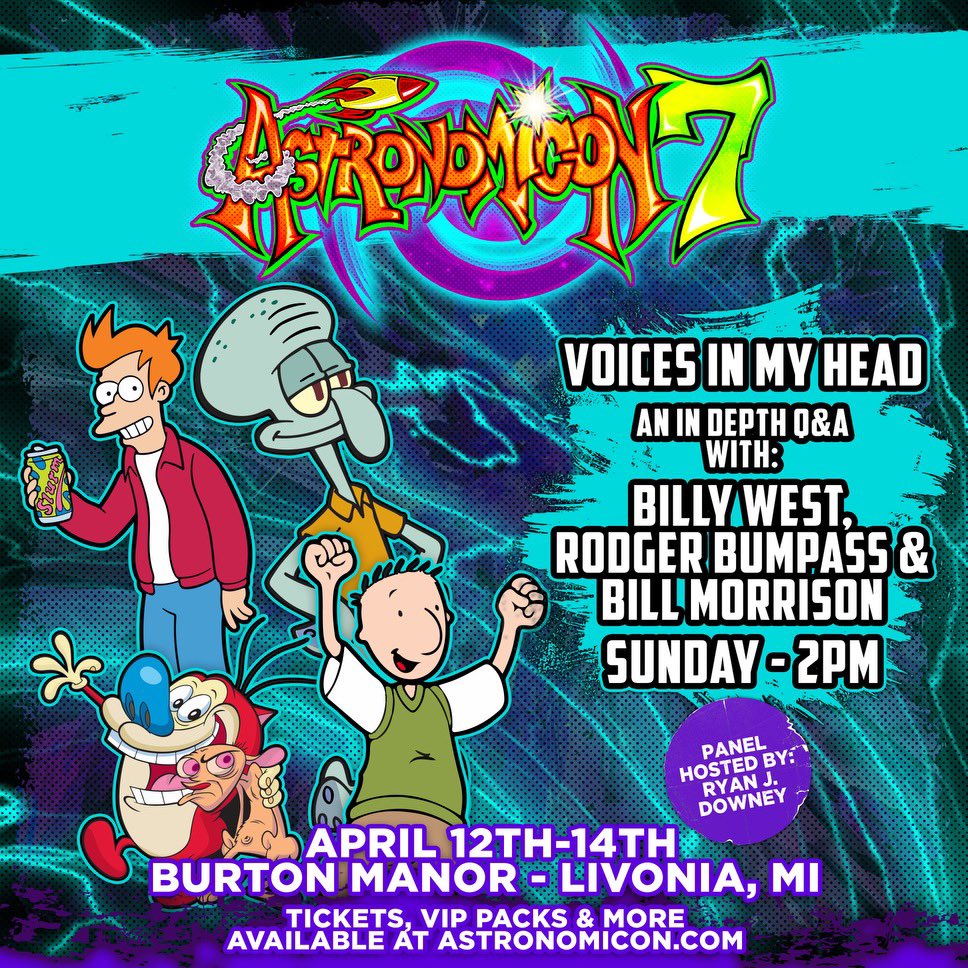 The ultimate cartoon Q&A is happening at 2pm with Billy West, Rodger Bumpass, & Bill Morrison! Make sure to set your alarm, you’re not going to want to miss this! 🚀