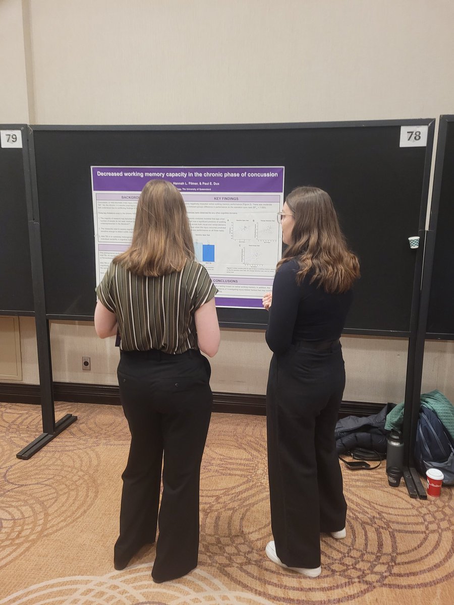 It was great seeing <a href="/amayajfox/">Amaya Fox</a> presenting her work looking at the effects of concussion on working memory performance at #CNS2024 this morning!