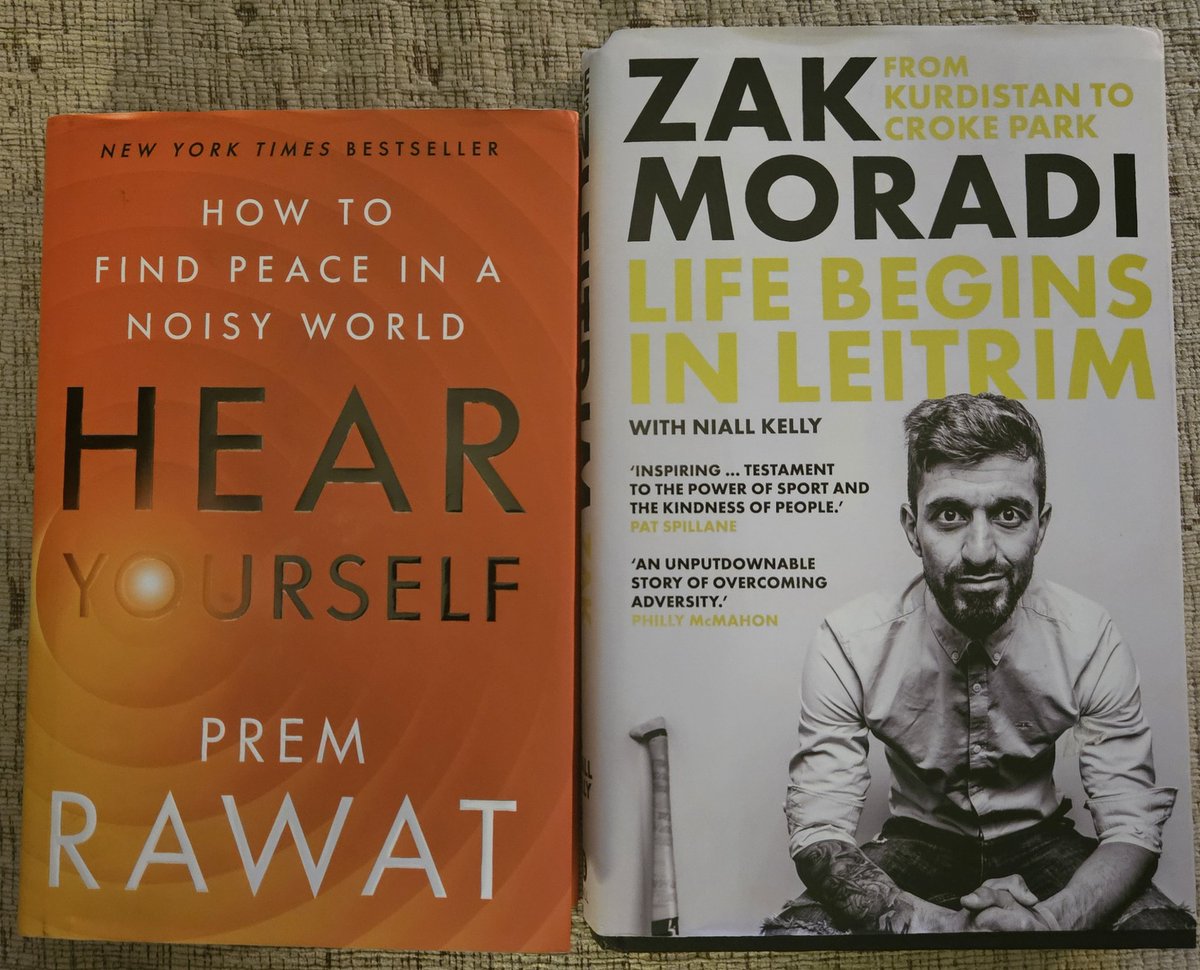 These two books found me in a hospital and charity shop.

Wiser for reading both <a href="/ZakmoradiGAA/">zak moradi</a> personal story of courage, humanity &amp; adversity 'Life Begins in Leitrim' with some humbling invaluable life lessons within the pages of <a href="/PremRawatHans/">Prem Rawat</a> 'Hear Yourself'.