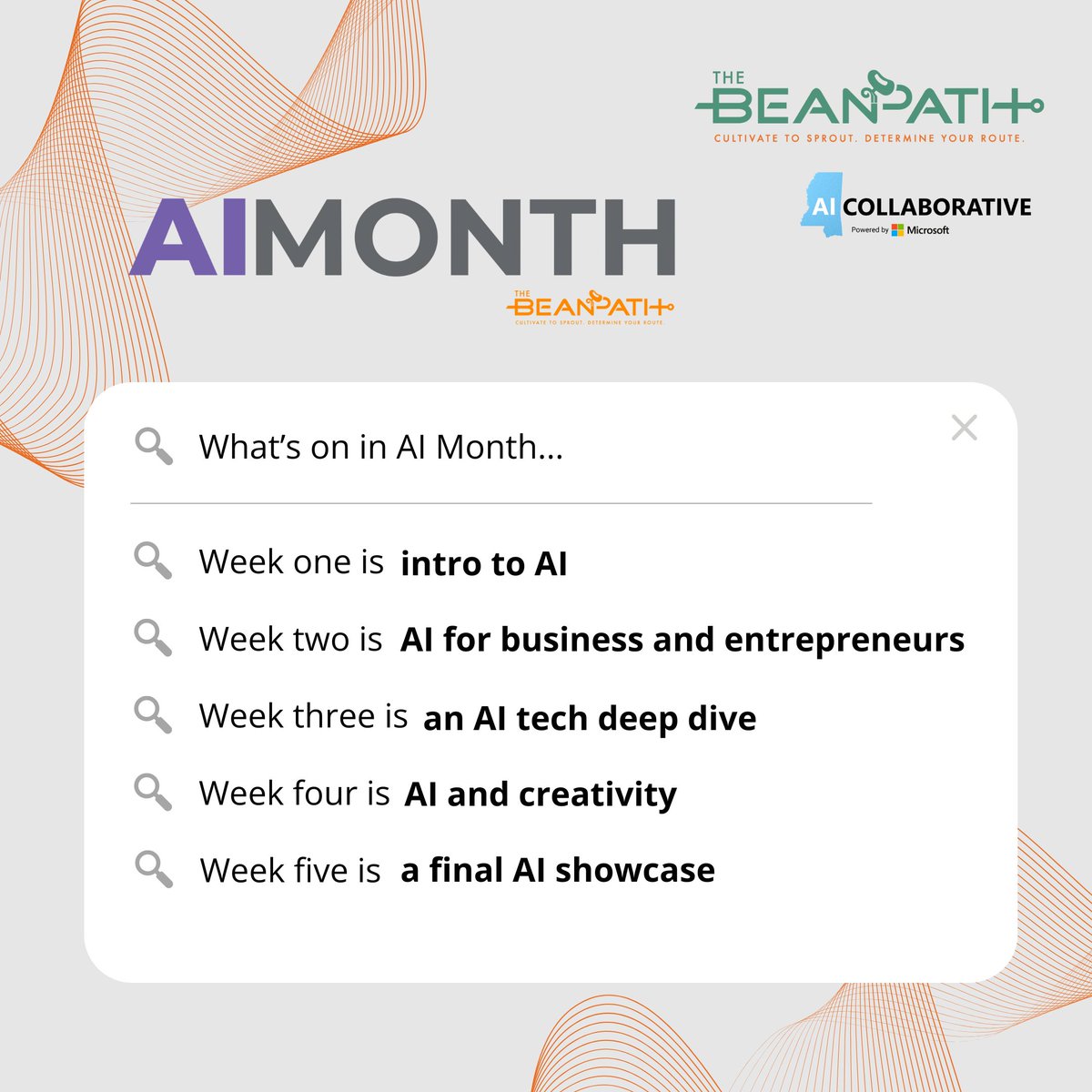 msaicollab's tweet photo. Explore each exciting week of AI Month this MAY! From introductory fun to deep tech dives and creative innovations, we've got it all lined up! 📅 #AIMonth2024 #AIForAll @theBeanPath https://t.co/LqMdU4Hgs7
