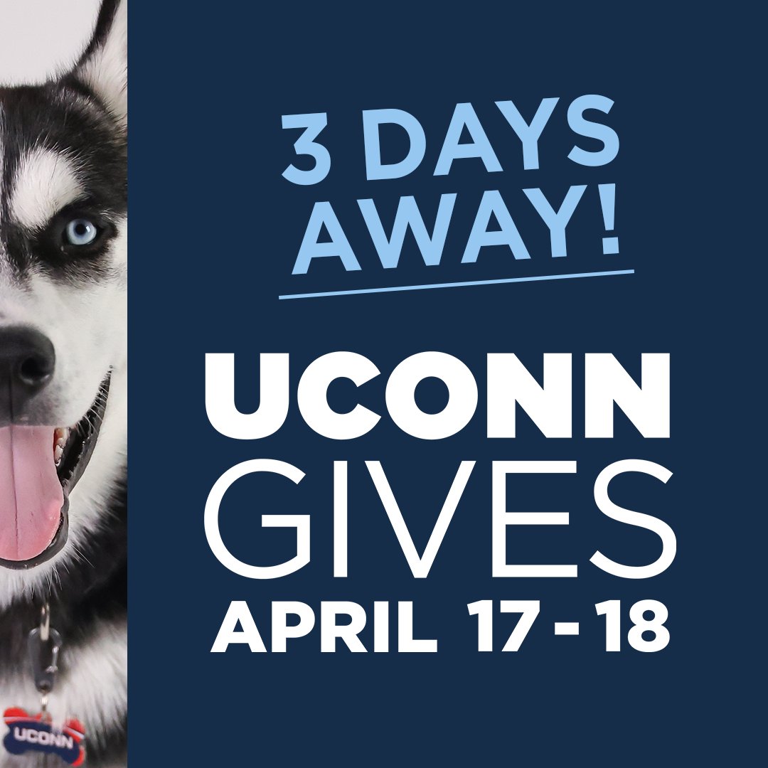 We are three days away from #UConnGives and #UConnHealthGives! Support the causes you are passionate about by becoming a UConn Gives Champion! Sign up today and spread the word to your network when UConn Gives kicks off on April 17: bit.ly/4ahRXGN!
