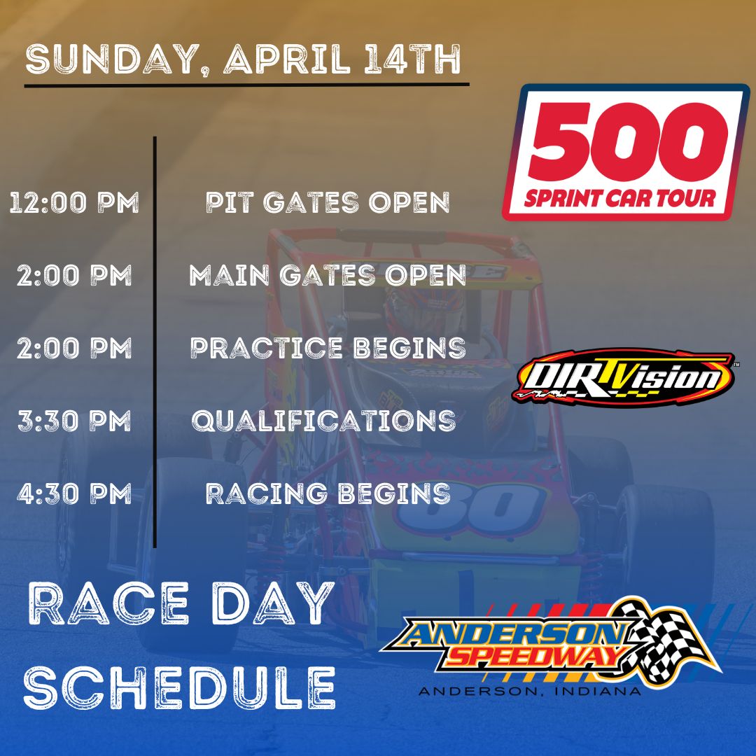 Here is today's schedule for the 24th Glen Niebel Classic at @AndersonSpeedwy presented by CB Fabricating! Watch LIVE on @dirtvision! Ticket and race info: andersonspeedway.com/event/24th-run…