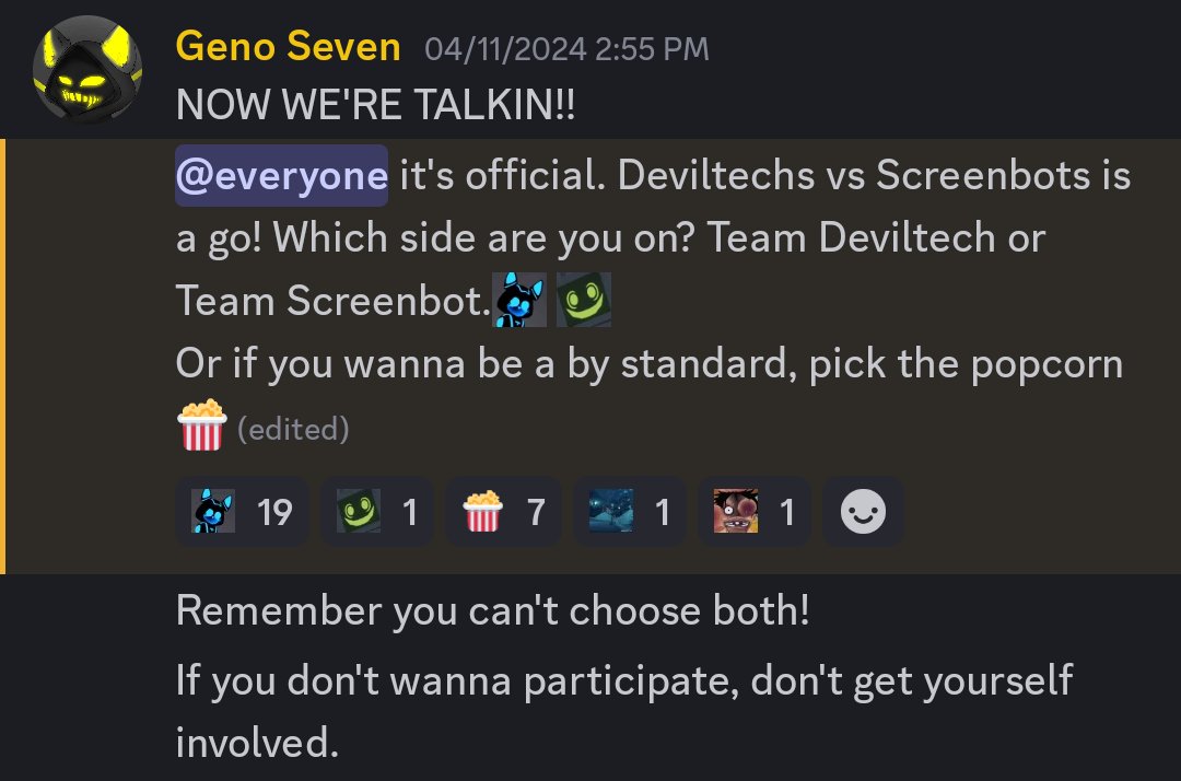 Protogen_7's tweet photo. Aight so there was a battle between Deviltechs and Screenbots. A race to victory in probability labs in VRChat. The rules were simple. Have the highest score, the team your in would automatically win! #Deviltechs #deviltechinvasion #screenbots https://t.co/iSIolnAs4E