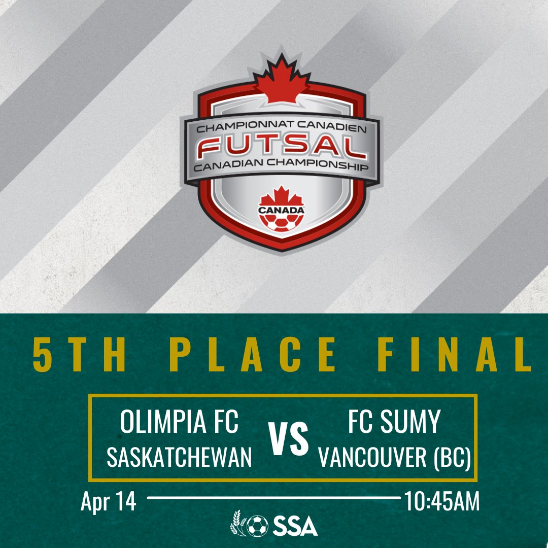 5TH PLACE FINAL Today at 10:45AM!! ⚽️ Olimpia SK FC VS FC SUMY Vancouver BC To watch you can go to Youtube.com/CanadaSoccerTv⁠ Let's gooooo! @olimpiaskfc @canadasoccer #canadasoccer #sasksoccer #soccer #futsal #soccerassociation #sasksoccerassociation #skproud