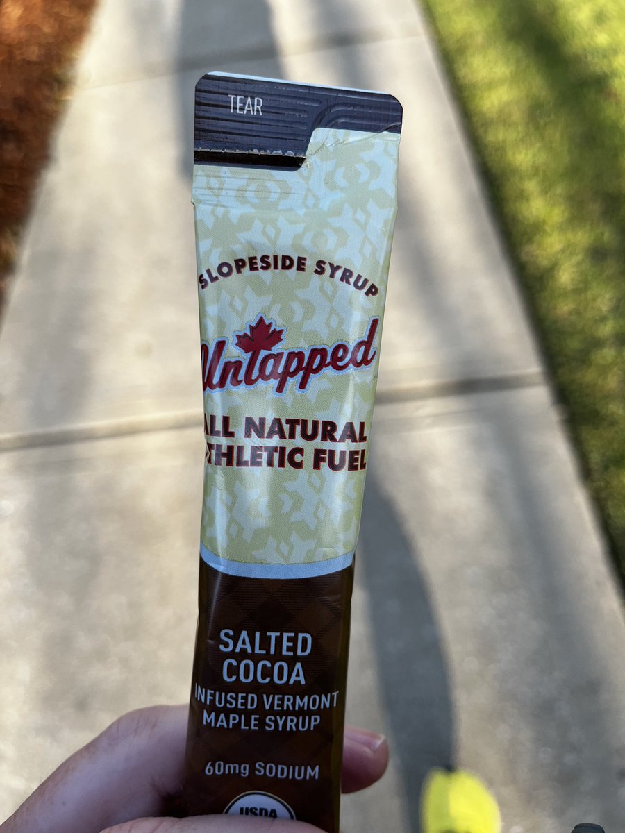 Tried a new fuel source during today’s run. Already a big fan of Untapped’s waffles, this was the first time trying the syrup stick. Very sweet, but tasted good and went down easier than a Gu. Will try them on some longer days, but this might be my new go-to.