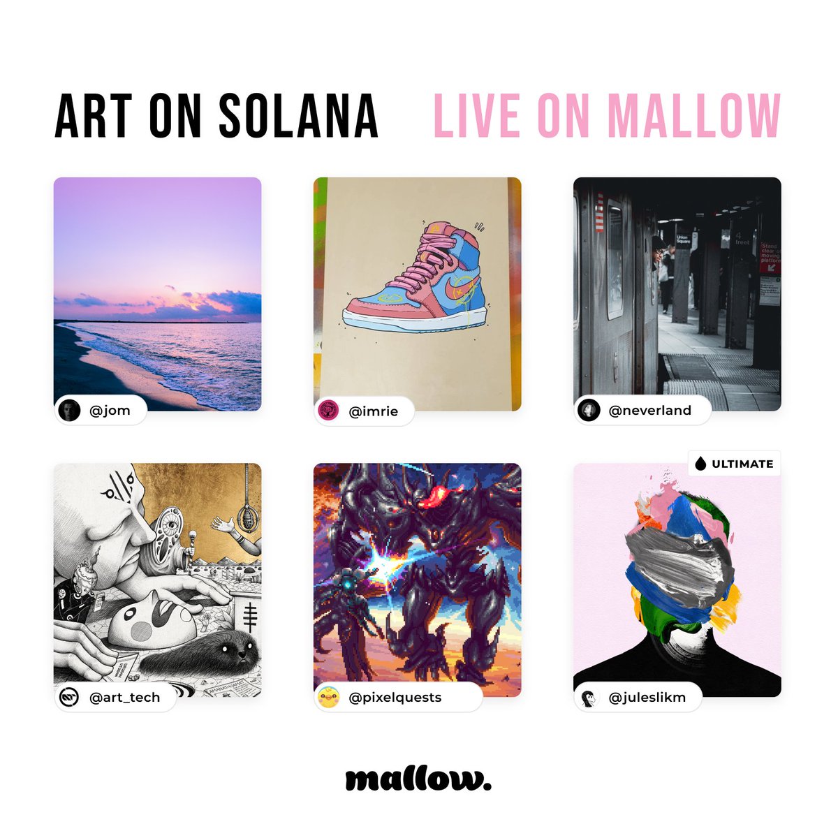 brunch anyone? 🥞🍗 enjoy photography, paintings, and moving pixels. 

Share your favorite art on mallow today 🩷

ft. @thejomshoots @Createdby_imrie @XO12XX @arttech_nft @PixellQuests @Mjuleslik