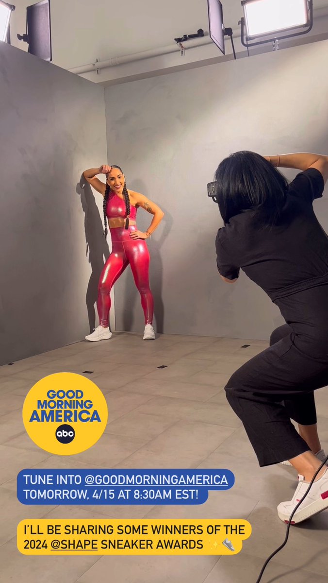 Tune into @goodmorningamerica tomorrow, 4/15 at 8:30am EST! I’ll be sharing some winners of the @shape 2024 Sneaker Awards! ✨👟