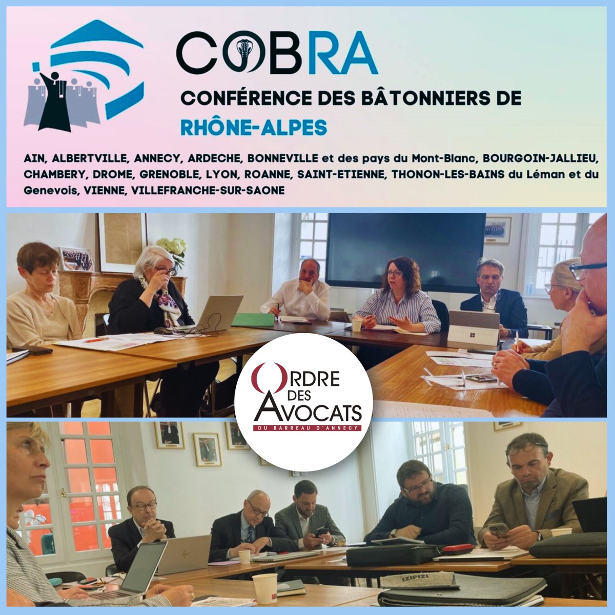 avocatsannecy's tweet photo. 12 avril @avocatsannecy présent à la COBRA accueillie par le Barreau de l’Ain. Ont été évoqués la formation des #avocats les contrôles #LCBFT.
Les @BatonniersCOBRA ont renouvelé leur opposition au légal privilège des juristes d’entreprises
@BatonniersCOBRA
@Conf_Batonniers https://t.co/Ijq27U7EEO