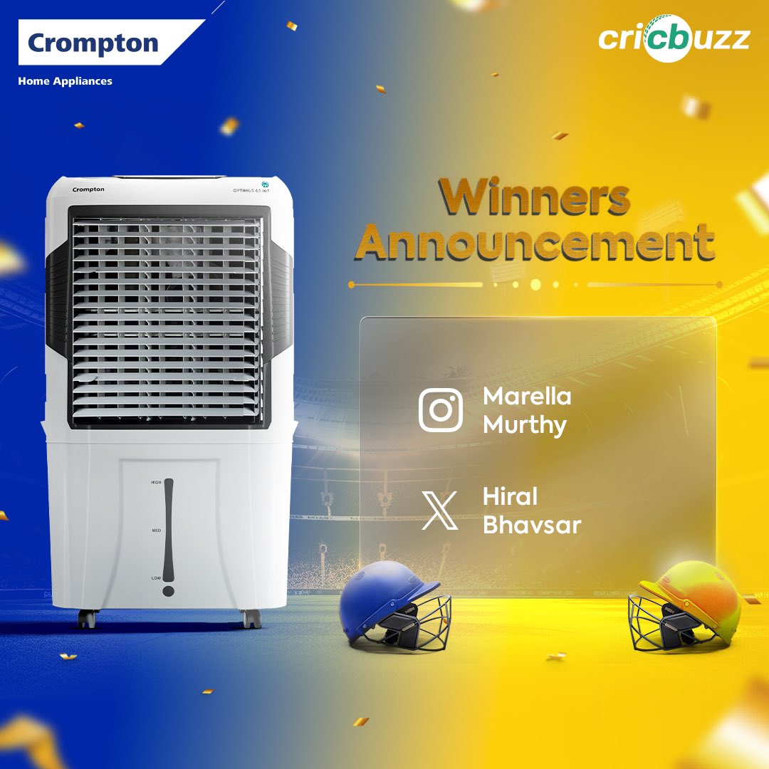 Crompton_India's tweet photo. And the #CoolestAdvice title for this match goes to @BhavsarHiralb59!🥳

If you want to win big too, follow us on Instagram and X, and participate in the #CoolestAdvice Contest.

All you gotta do is share the #CoolestAdvice for every match and win exciting prizes🎁 https://t.co/J5A4dpYbWM