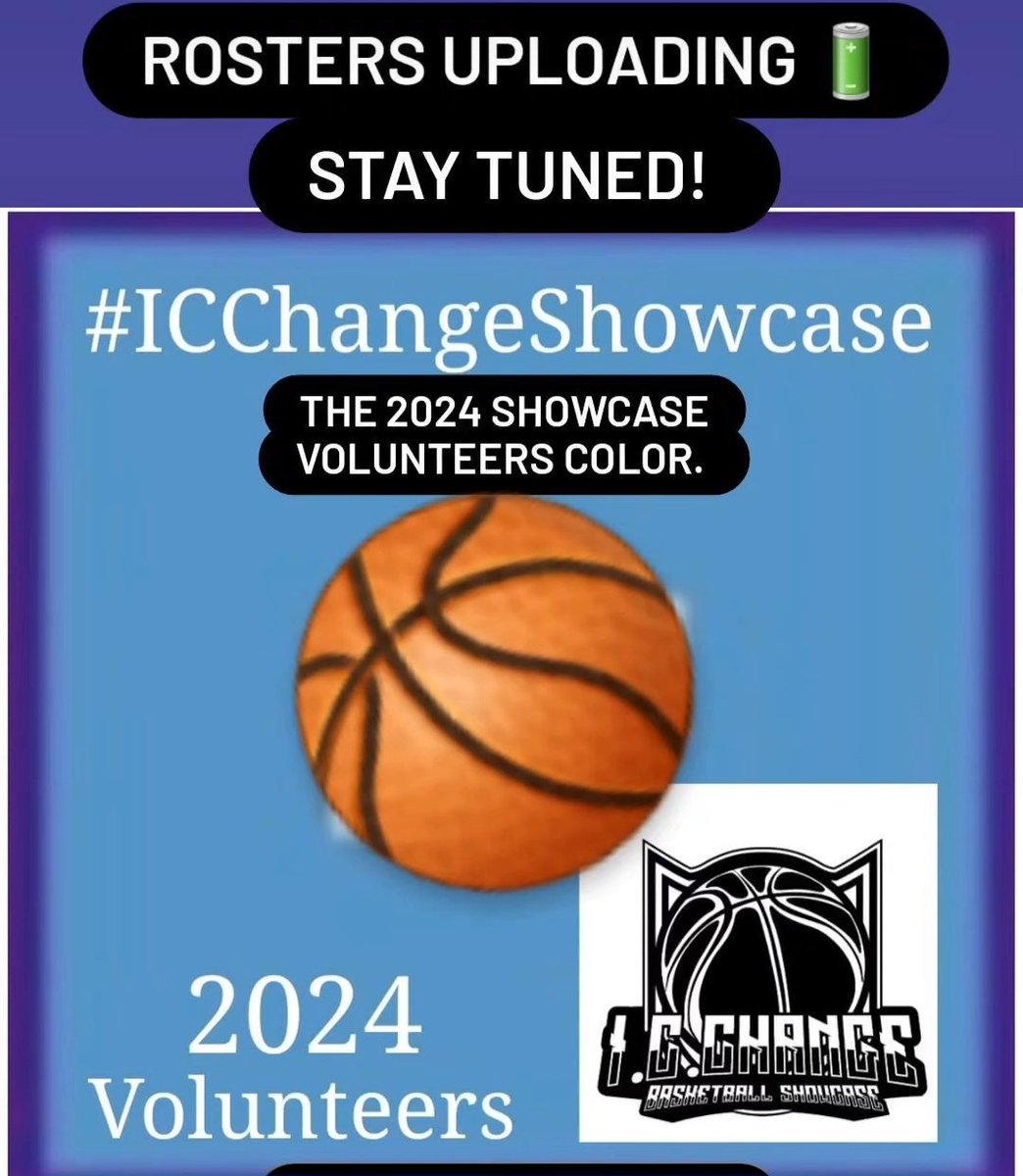 The 2024 #ICChangeShowcase volunteers color! Who's ready? We are finalizing the last few players and uploading rosters... Please let us know IF YOU CAN'T ATTEND the #CostFree #NortheastOhio #BasketballShowcase. This is just DIFFERENT! #BiggerThanBasketball