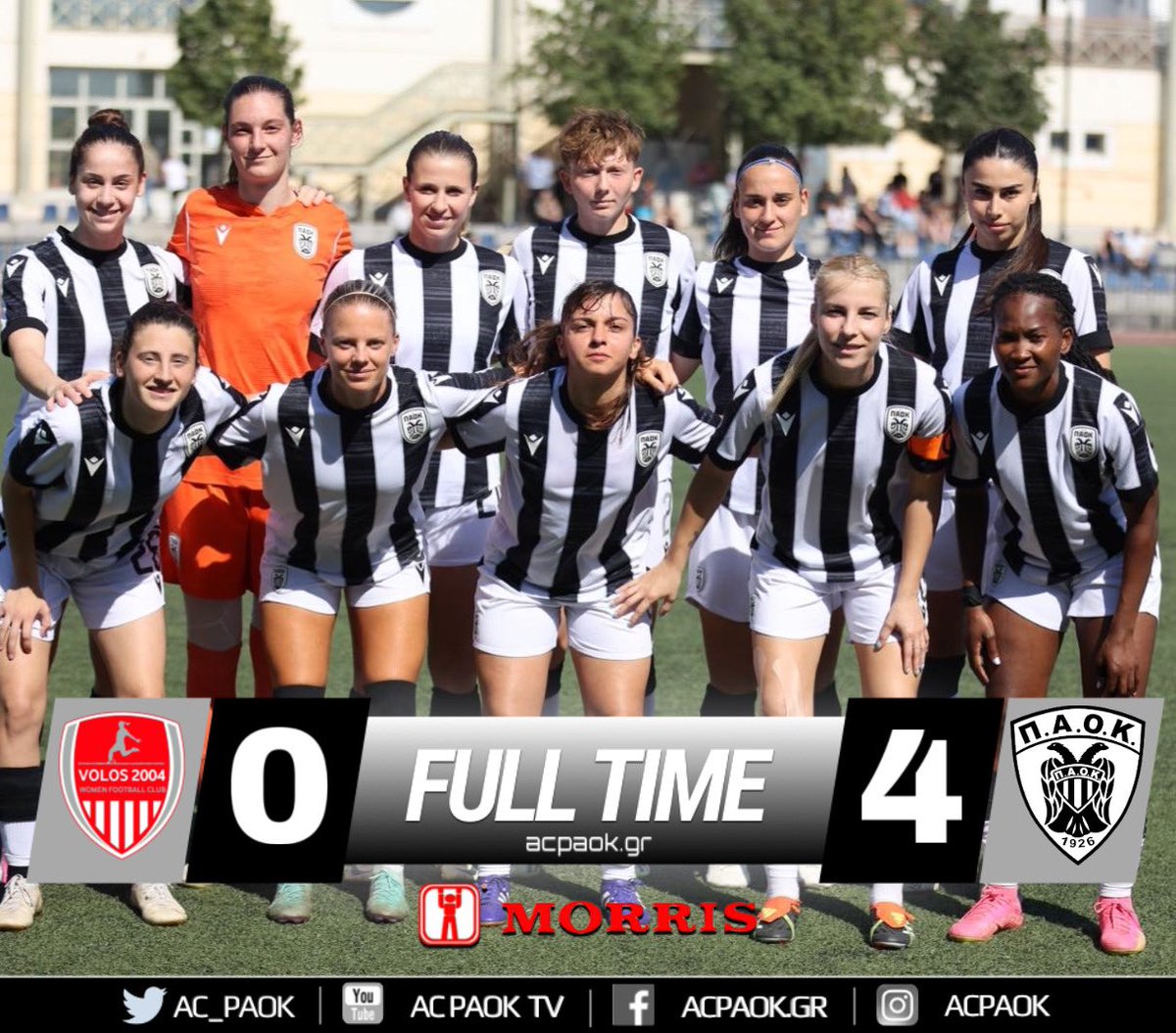 #FullTime | 🆚 Volos 2004 #ACPAOK #PAOK #WomenSoccer #WomenFootball #WFLGR #HereIsNorth