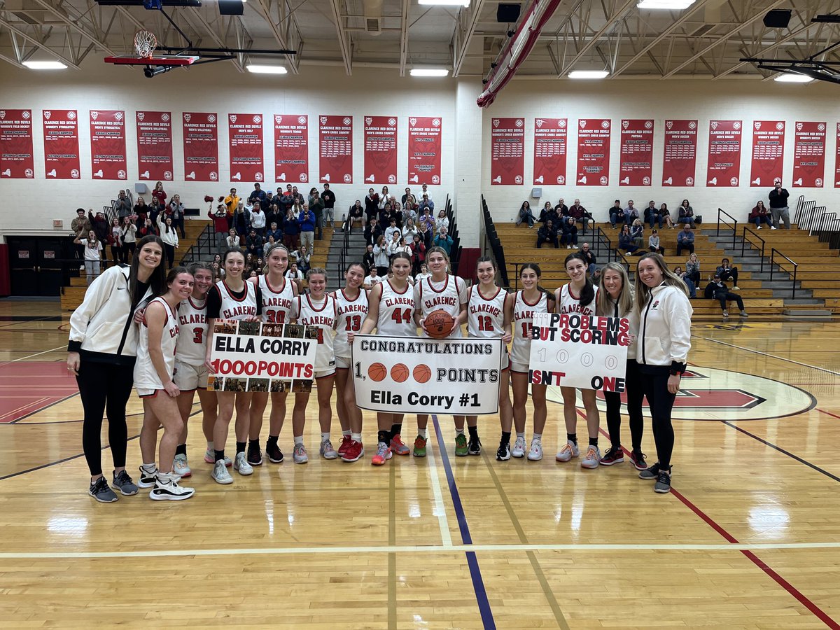 Congrats to #1 Ella Corry on an outstanding career as a RED DEVIL! 💪❤️ 🏀 5th player at CHS to score 1,000 pts 🏀 4-year Division 1 First Team All-Star 🏀 3-year all ECIC 1st Team All-Star 🏀 3-year All-WNY 🏀 1,471 Career points 🏀 2nd all-time leading scorer at CHS