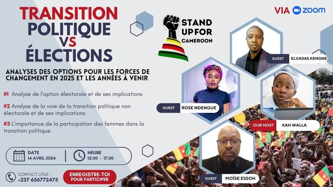 'La participation politique au Cameroun n'a jamais été construite pour la participation des masses.' @rose_tande Transition Politique vs. Elections Rejoignez-nous maintenant! us02web.zoom.us/webinar/regist………
