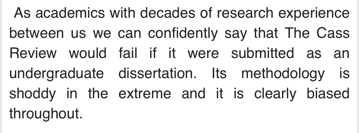 This is a very bold claim to make of the expert team at York and the Cass review. I assume all of them are well outside of their wheelhouse on this, and might as well be commentating on particle physics. uncommon-scents.blogspot.com/2024/04/letter…