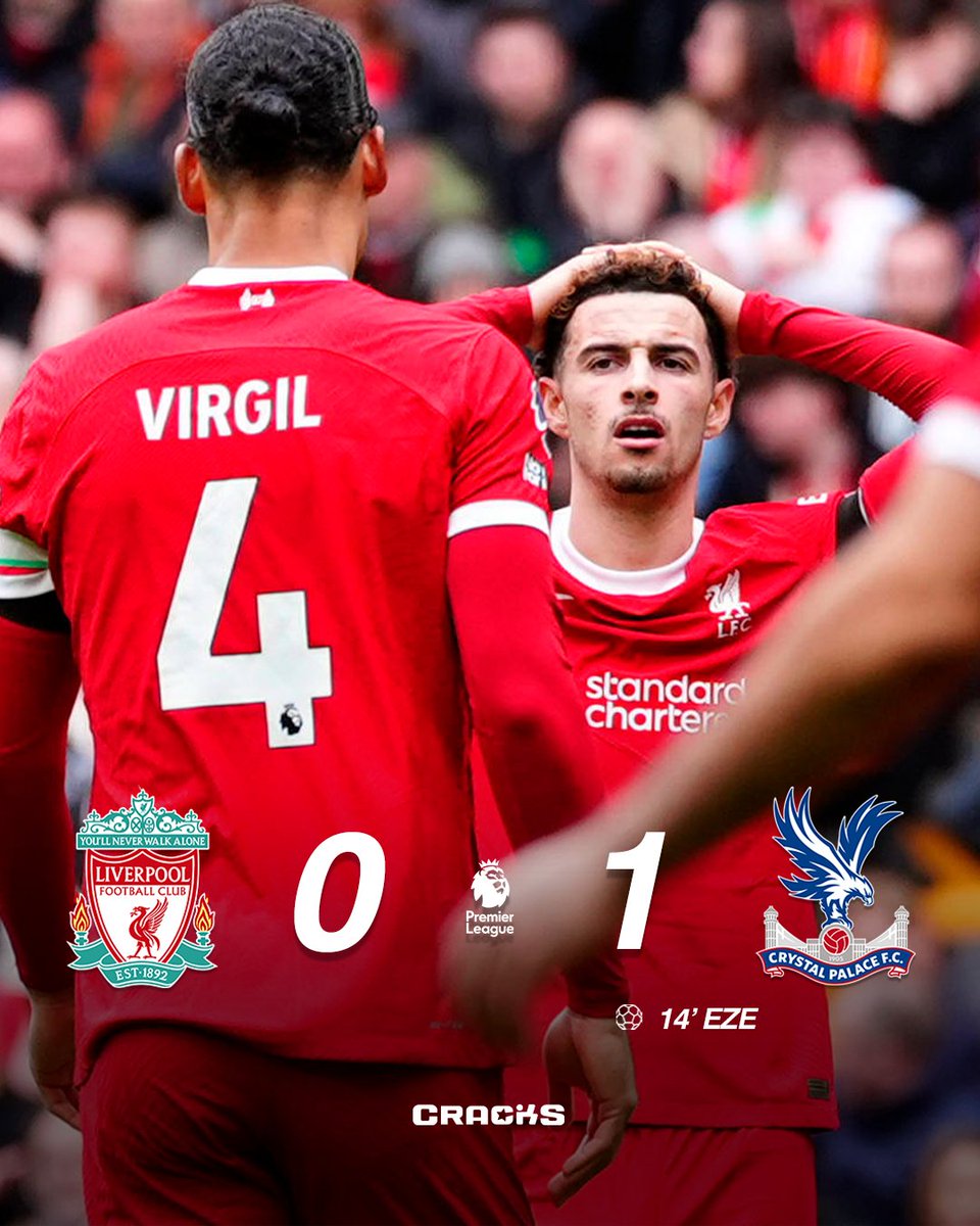 ➟ 𝙁𝙄𝙉𝘼𝙇 | Liverpool 0-1 Crystal Palace ¡Liverpool cae en Anfield! Los reds quedan 2 puntos por debajo del City, Arsenal podría sacarles ventaja de 4 si ganan contra Aston Villa. Jornada 33 🗓 | Premier League 🏴󠁧󠁢󠁥󠁮󠁧󠁿
