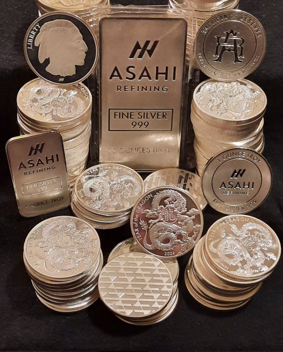 Japanese firm Asahi Holdings acquired the legendary former Johnson Matthey in 2015. They continue churning out quality products, including LBMA GD bars. 🐉Dragons are my current go-to 1oz rounds, as they're usually available online for the lowest premiums. #Silver #SilverSqueeze