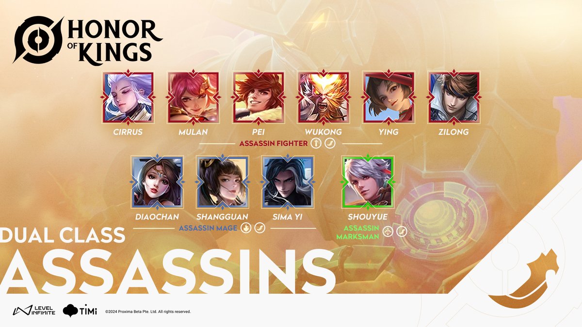 🤺 More than just a hidden blade, these heroes have mastered multiple disciplines. Check out these dual class assassins who can cover different roles in #HonorOfKings.