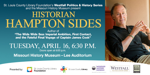 Acclaimed historian Hampton Sides will discuss his new book 'The Wide Wide Sea'–an epic account of the most momentous voyage of the Age of Exploration–on Tuesday at @mohistorymuseum. Join us at 5:00 for happy hour before the author program at 6:30. slcl.org/authors