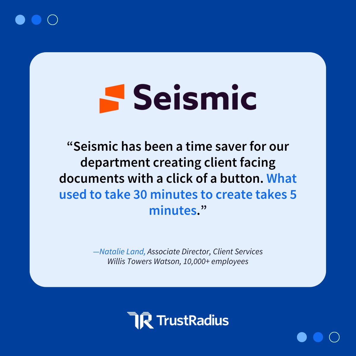 📣 #ShoutOutSunday to @SeismicSoftware!

This #SalesEnablement platform serves as a #SalesContent and #ContentManagement tool that provides easy access to relevant materials. 

🤩 Check out their product profile page to see what real users are saying: bit.ly/440uiIK