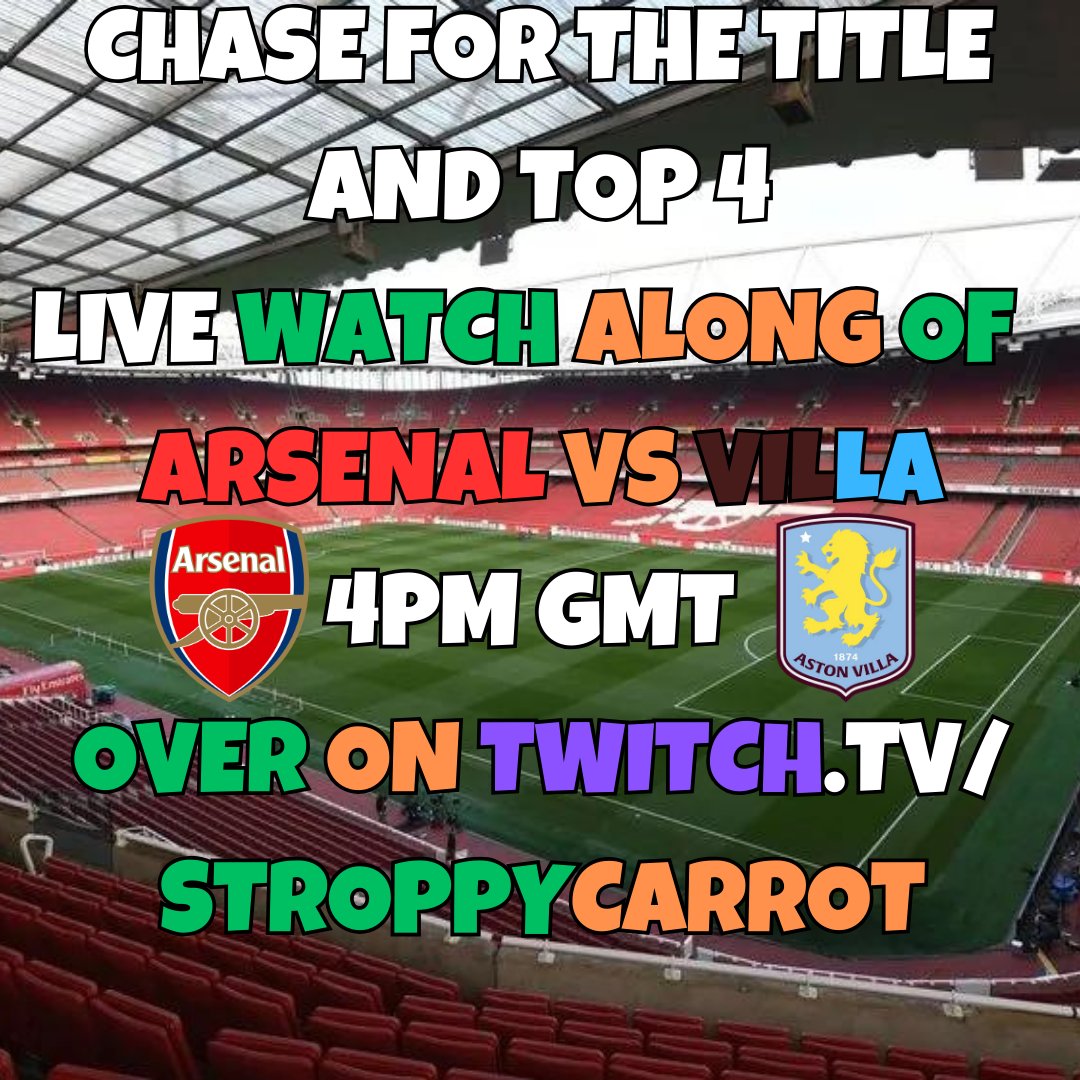 After Newcastle did us a favour yesterday against Spurs. See if Villa can do Man City and Liverpool a favour today live watch along over on twitch.tv/stroppycarrot