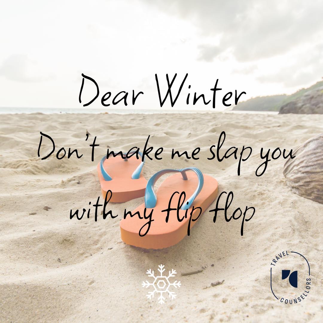 As the weather gets a little warmer, I feel like I won't need my flip flop now
•
💻 linktr.ee/adamsmrttc
•
#TravelCounsellor #TravelExpert #Adventure #AwardWinning #Travel #Experience #Holiday #FlipFlop #FlipFlops #Winter #WarmWeather