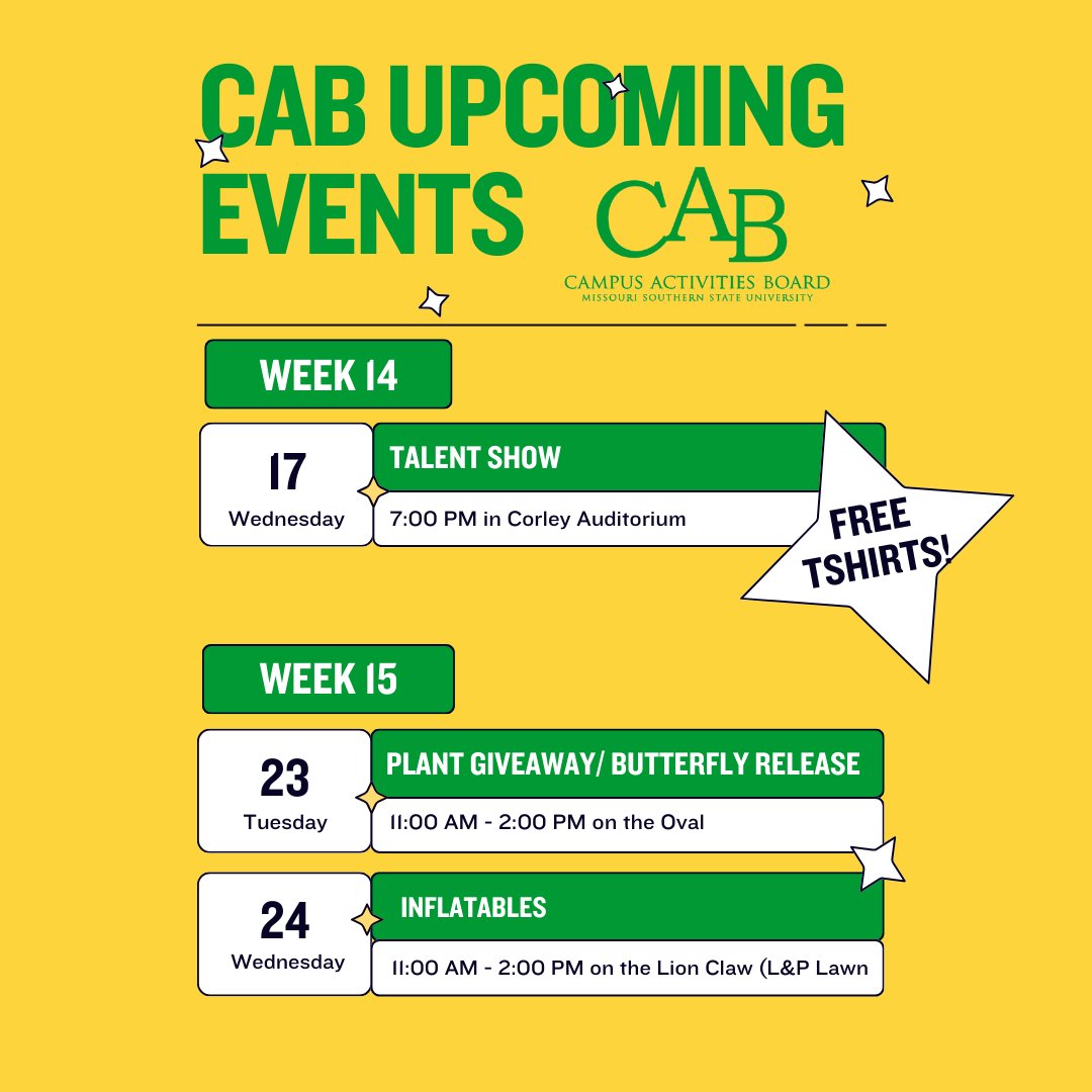 Here's what's coming up!