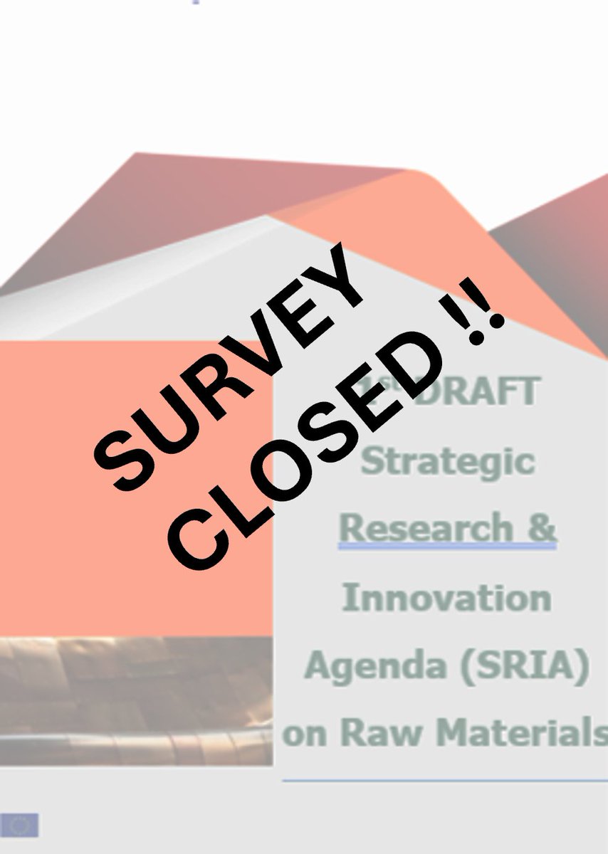 📢Last March, we announced the release of the 1st Draft of the SRIA on Raw Materials for public consultation. The survey is now closed, and we thank everyone for their valuable feedback. Stay tuned for updates and survey results! era-min.eu/ri-agenda