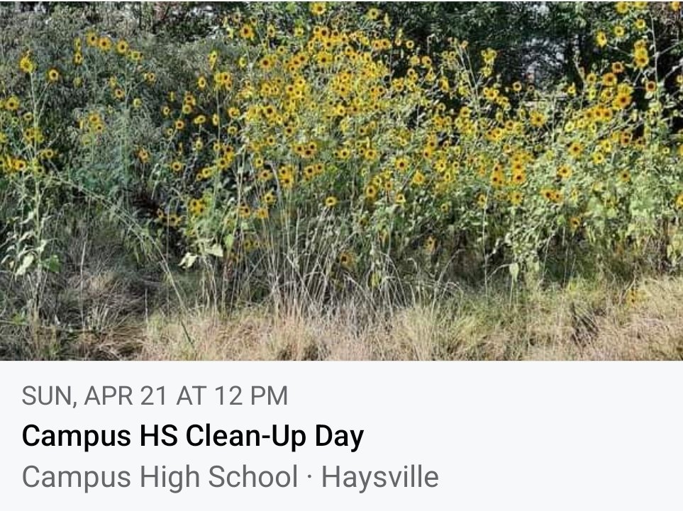 The Campus High School Environmental Club is hosting a clean-up day at Campus HS a week from today, starting at noon. We will pick up trash and clear invasive species from the school grounds and the environmental lab (pond). Come help us out if you can.