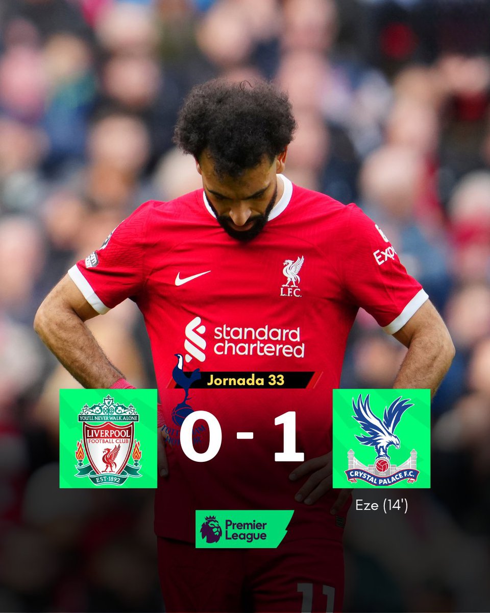 #Deportes Dura derrota 😰❌️🏴󠁧󠁢󠁥󠁮󠁧󠁿⚽️ El Liverpool perdió en Anfield por 1-0 ante el Crystal Palace y complica sus opciones de ganar la Premier League. 👉🏻 Los reds se quedan con 71 puntos en el tercer lugar y el Arsenal podría tomar la cima. 📰Entérate en #NuestroDiario 📸MD