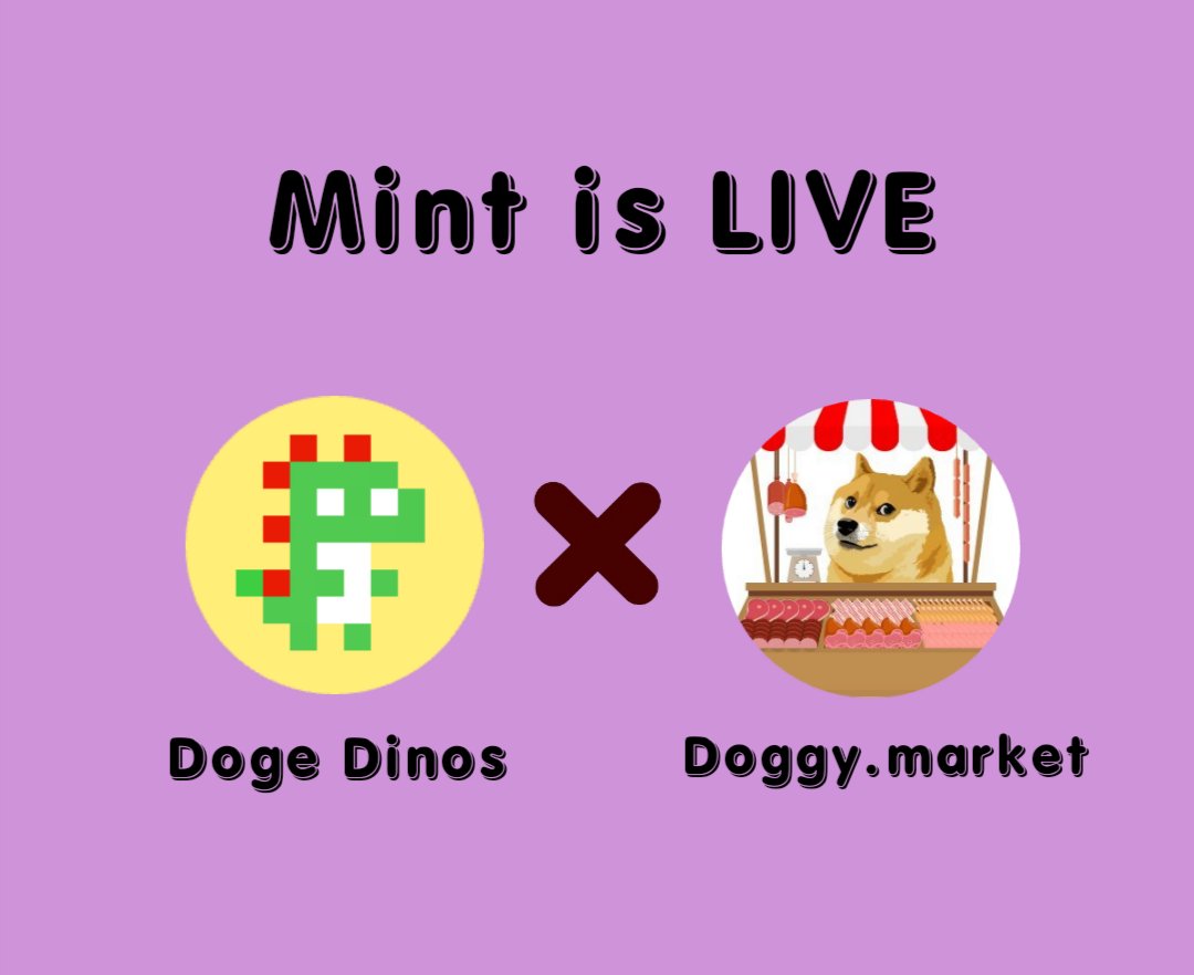 📢 Mint is LIVE! on doggymarket 🔥 doggy.market/nfts/dino #DRC20 #Doginals #DOGE #dogecoin