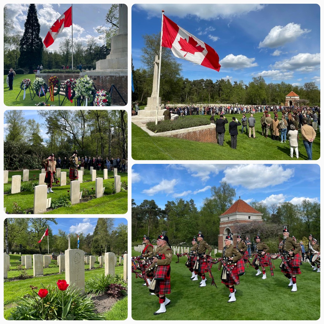 Very moving and solemn commemoration today at #Holten Canadian War Cemetary🇨🇦. We remember the fallen soldiers from the regiment @48thhighrspb who fought to liberate the 🇳🇱.   @ProvOverijssel  #LestWeForget #DevoirDeMemoire
