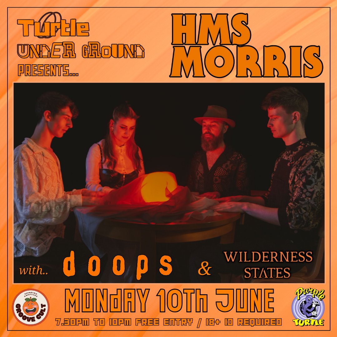Turtle Underground Presents... HMS Morris with Doops and Wilderness States FREE ENTRY / 18+ ID Required #purpleturtlereading #purpleturtlerocks #purpleturtlemusic #whatsonreading #hmsmorris #doops #wildernessstates @HMSMorris @DoopsBand @wildernesssstatesband @clubreckless
