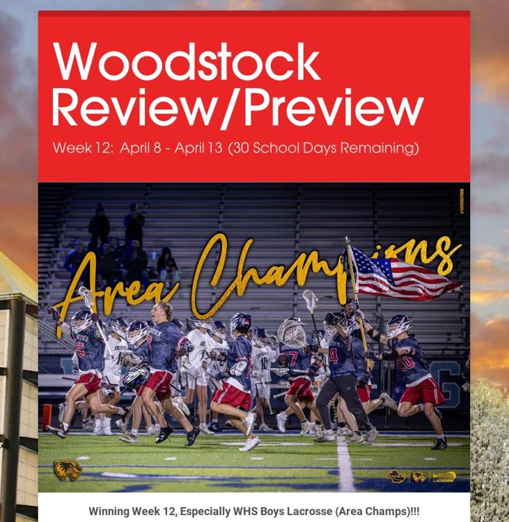 30 school days remaining (23 if you're a Senior); it’s more important than ever to stay informed! The Woodstock Review/Preview from Week 12 (4/8 - 4/13) can help! See what’s been happening and look ahead to Week 13 (4/15 - 4/20): smore.com/n/asd0k #1Woodstock
