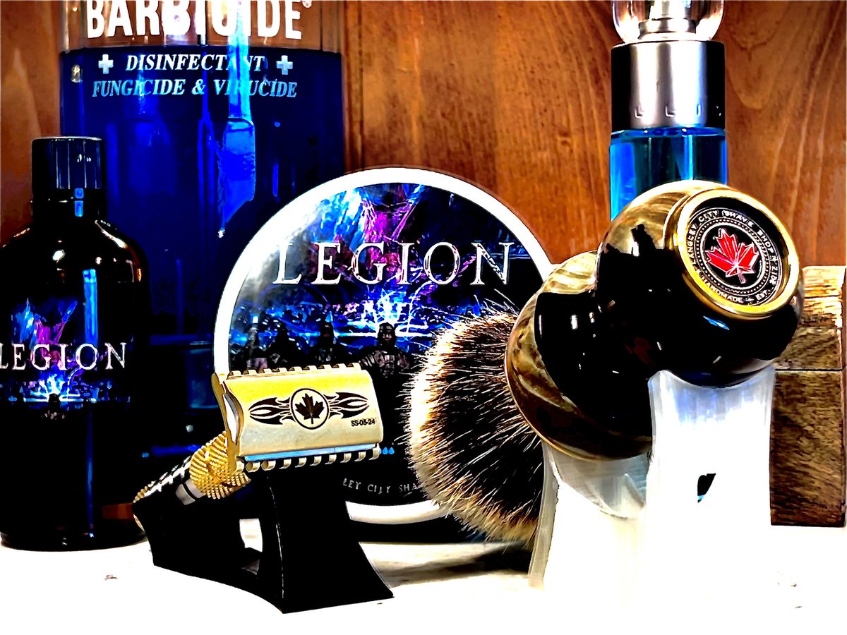 senate515's tweet photo. #SOTD 
Langley City Shave Shop Titan
Perma-Sharp Super Blade
Langley City Maple Burl Brush
345 Soap Co Legion
Perry Ellis 360 for Men https://t.co/2cZjLuW1zA