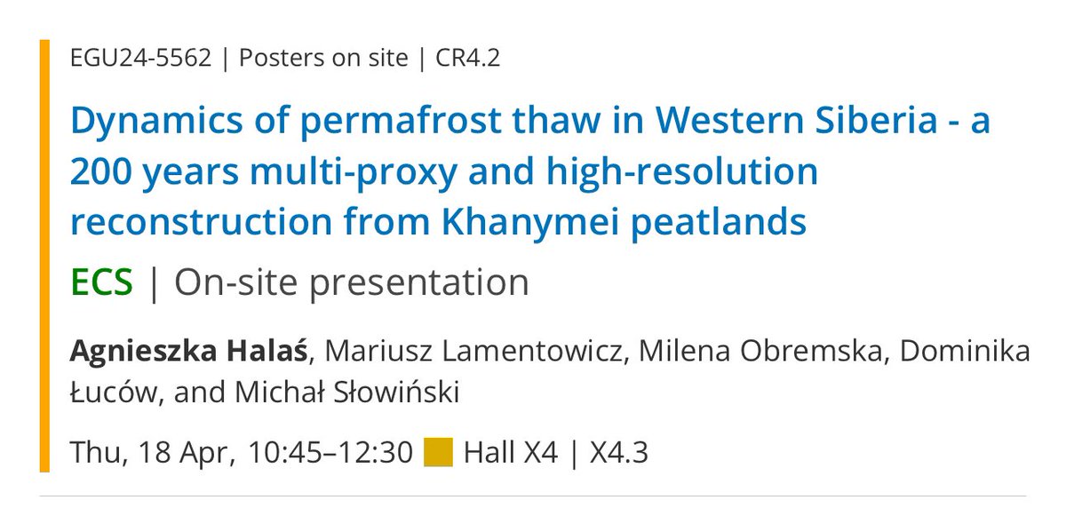 Hello #EGU24! 😊 If you want to talk about #permafrost thaw in #WesternSiberia recoded in #peat come check out our poster on Thursday ⏰ 10:45-12:30📍Hall X4 Founded by @NCN_PL @igsopas @UAM_Poznan