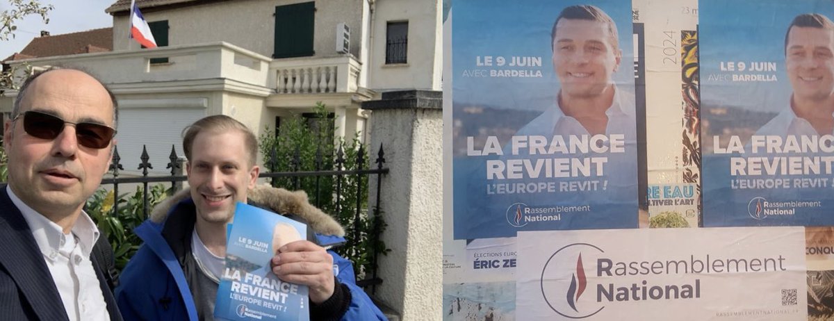 Ce matin, superbe présence des militants du @RN78Yvelines et du @RNJ_78 à #ConflansSainteHonorine : boitage, tractage, affichage et magnifique accueil des Conflanais ! Avec @J_Bardella, la puissante et réelle sensation que la France revient et l’Europe revit. #VivementLe9Juin