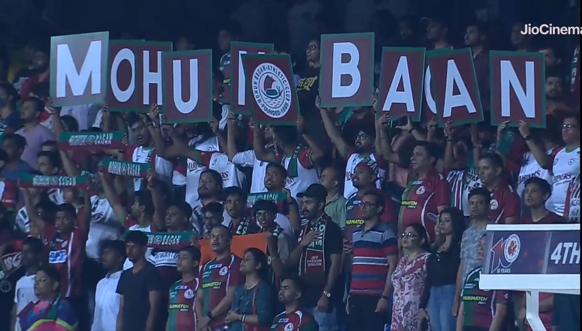 Seriously bro? Kkr has some fan base in Kolkata I suppose. But pls, don't even try to compare a 130+ years old football club Mohun Bagan with a franchise cricket team. This is the kind of away support Mohun Bagan gets. Your tweet is only irrelevant here.
