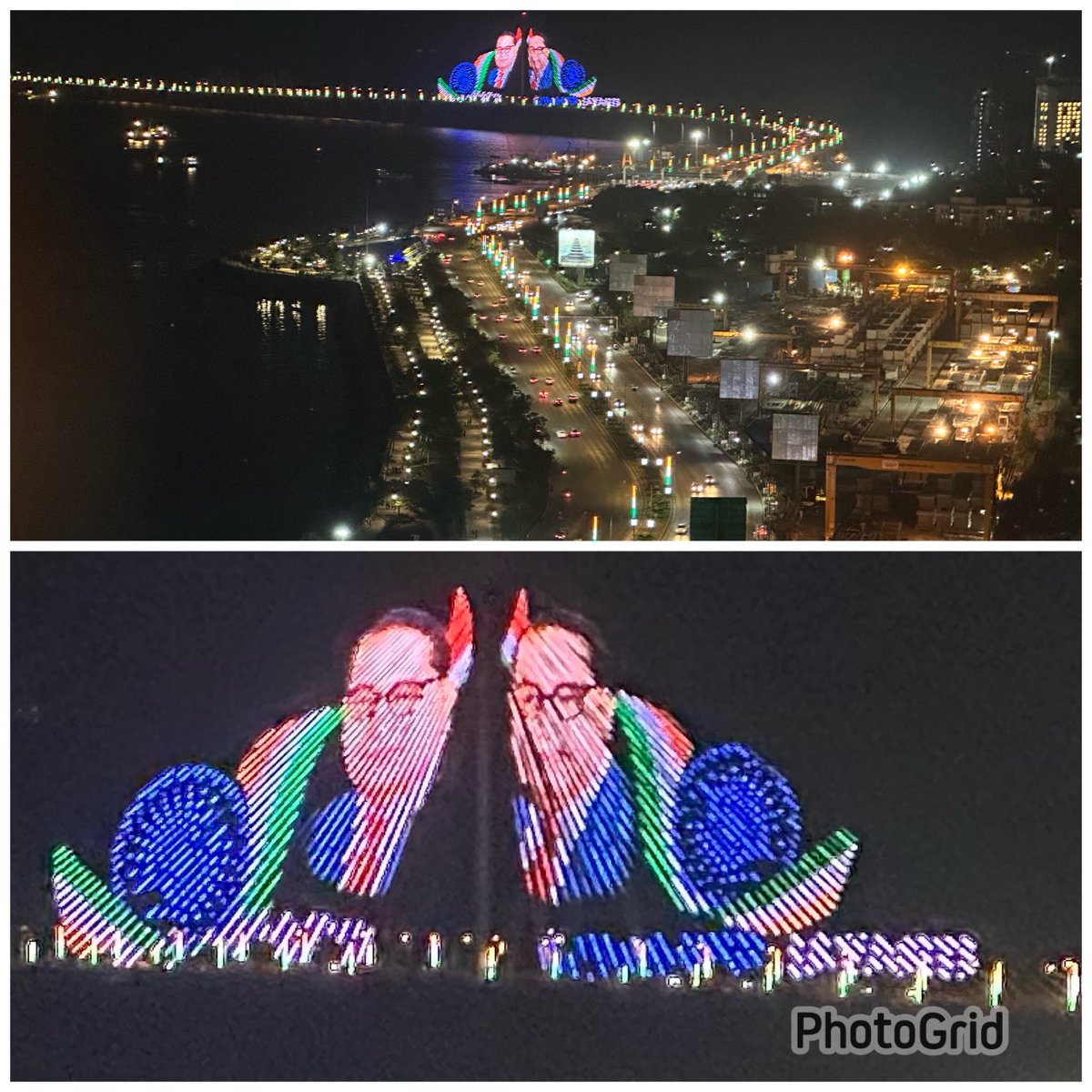 What a beautiful display at Bandra Worli sea link mumbai today to celebrate 134 th AmbedkarJayanti - to pay our tribute to the principal architect of the indian constitution dr Bhim rao Ramji Ambedkar. Jai hind 🇮🇳 A view from my balcony in Bandra - 😇🌸