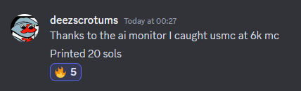 PumpFunAI's tweet photo. A member of the public utilising our https://t.co/er5xMIa2pO monitors to make 20 sol profit! If you want monitors join us at https://t.co/0odAL0T6ig https://t.co/fMGD0TvVON
