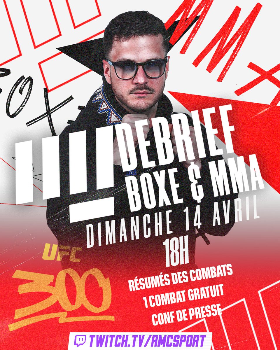 😱Viens revivre la plus belle carte de l'histoire de l'UFC sur Twitch.tv/RMCSport ! On revient sur l'UFC 300 avec : 🥊Les résumés des combats 🥊Le replay intégral de Gaethje vs Holloway 🥊La conf de presse de Dana White @NamiBucky vous attend à 18h ! Suivez le lien pour…