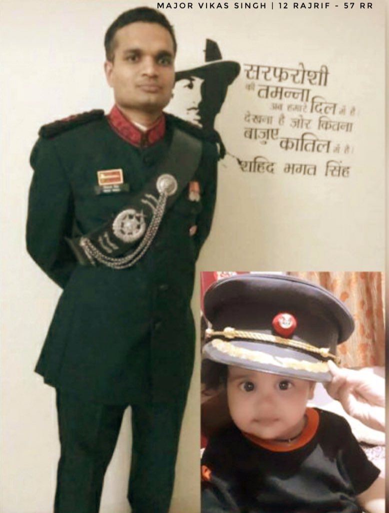 Homage to MAJOR VIKAS SINGH 12 RAJRIF 57 RR #IndianArmy on his balidan diwas today. Major Vikas Singh was immortalized in 2019 while saving a falling Jawan in gorge at Kupwara. He left behind his wife, married for a year, and a daughter of few months old. #FreedomisnotFree