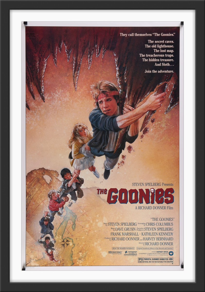 If you're an '80s kid, this might be the poster of your childhood! Here is a genuine one sheet for 'The Goonies' with amazing artwork from Drew Struzan. This piece is in great condition, too!
#thegoonies #posterart #drewstruzan #80s #familymovienight

bitly.ws/3hZrG