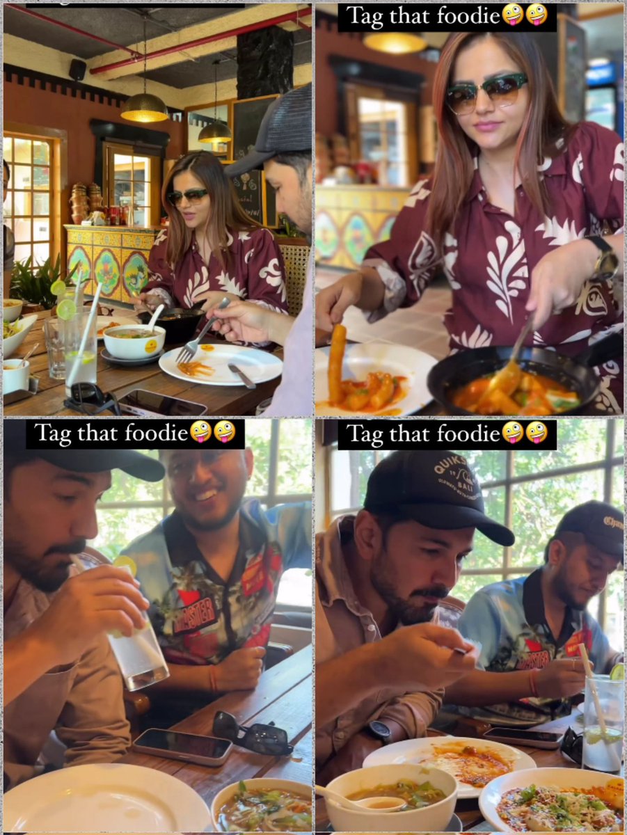 Rubinav enjoy their food with cousin's❤. Food is lookings so delicious😋😍. 
@RubiDilaik @ashukla09 
#RubinaDilaik #AbhinavShukla 
#RubiNav